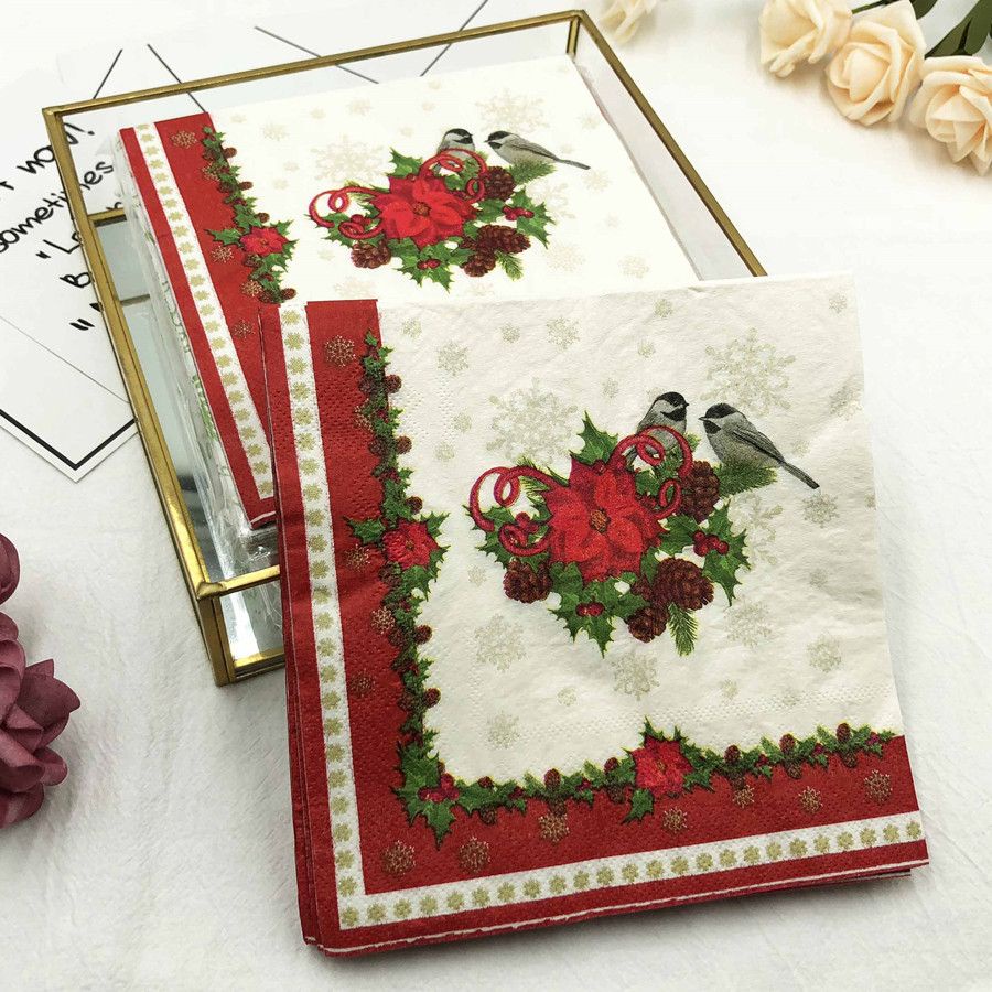 20 Sheets/Pack Christmas Theme Paper Napkin For Wedding Birthday Home Party Decoration Servilleta Supplies