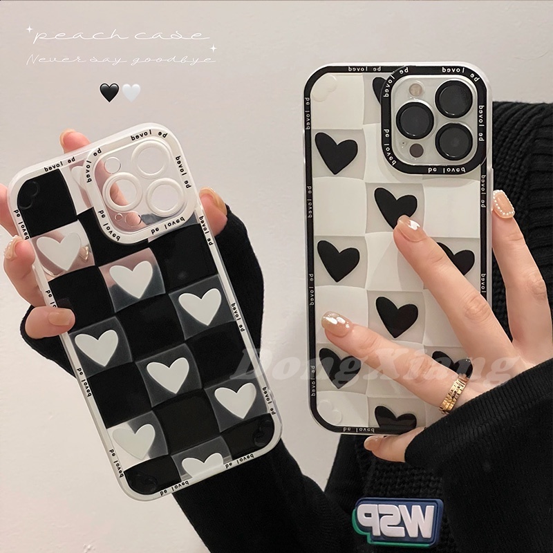 Soft Case TPU Transparan Motif Hati Untuk Hp iPhone 7 8 X XR XS Max 6 6s 7 8 Plus SE 2020 iPhone 12 11 Pro Max 13 13Pro Max
