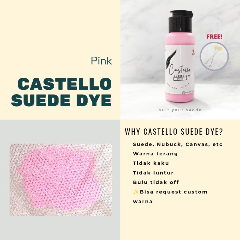 Castello suede dye PINK tas sepatu suede nubuck kanvas