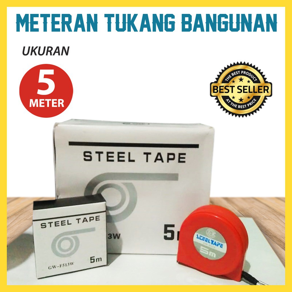 METERAN TUKANG BANGUNAN ROLL 3M 5 M KUALITAS BAGUS