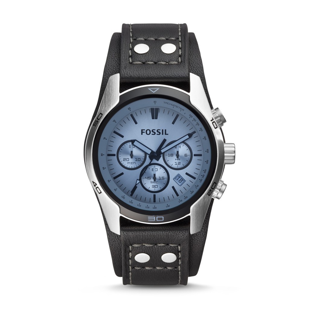 Fossil Coachman Chronograph Black Leather Watch - Jam Tangan Pria - CH2564