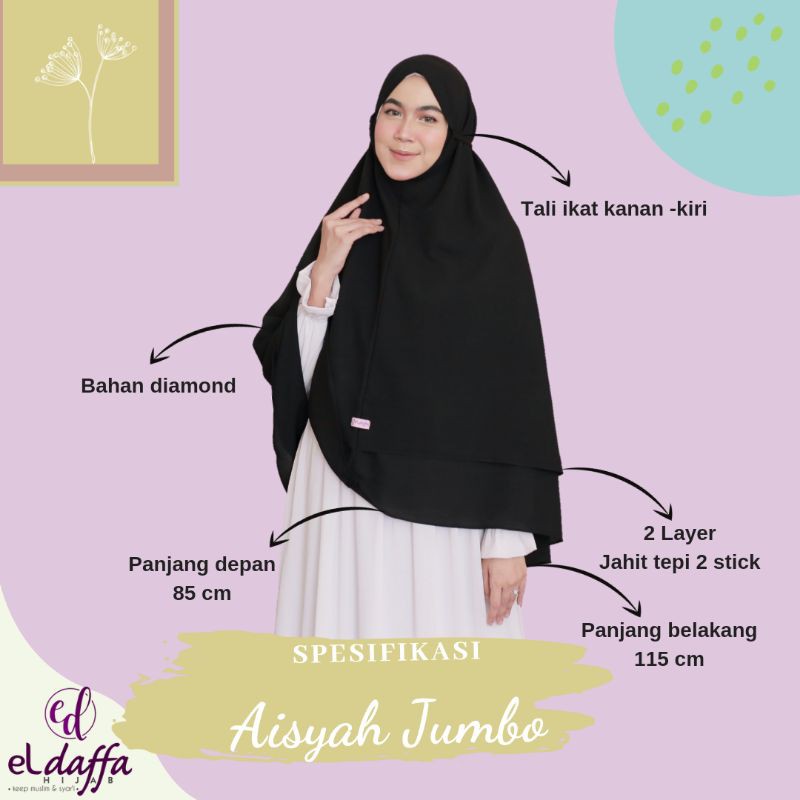 Hijab Bergo 2 Layer Jumbo Aisyah / Bergo Diamond Crepe