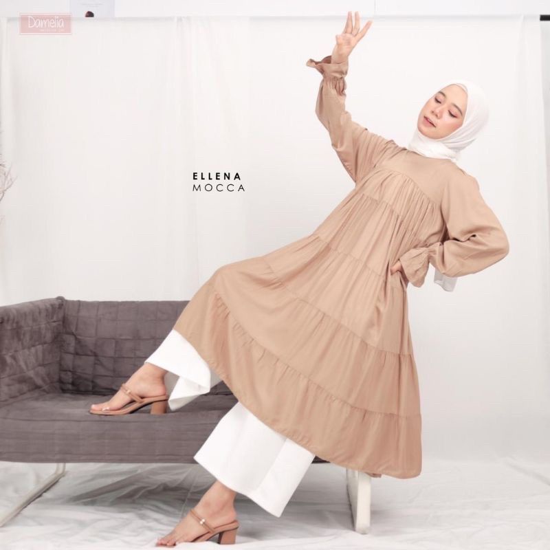 Cempaka Tunik Ruffle Ellena Tunik Midi Dress Rayon