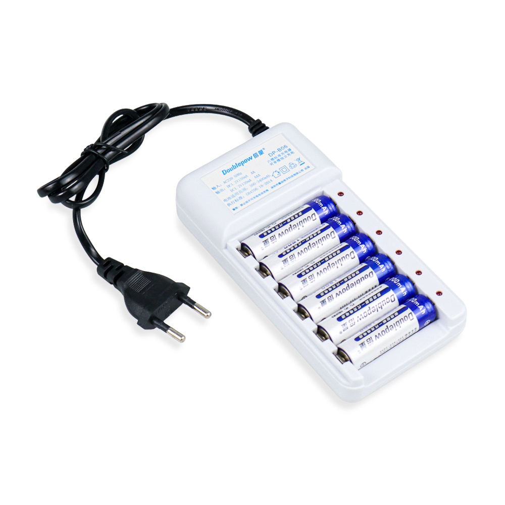 Doublepow` Baterai Charger AA / AAA` 2 / 4 / 6 / 8 Slot Battery Isi Ulang` EU &amp; USB Plug` Fast Rapid Rechargeable Batre Cas A2 / A3