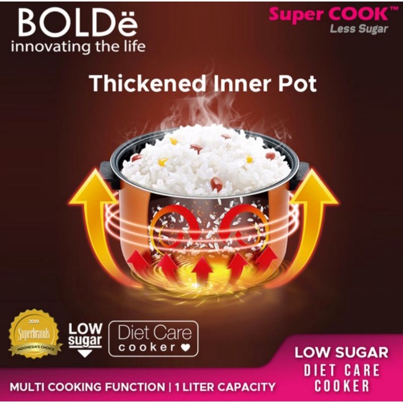 Rice Cooker Bolde Super Cook Less Sugar 1 L Magic Com Bolde Low Carbo Rice Cooker Sehat Bolde