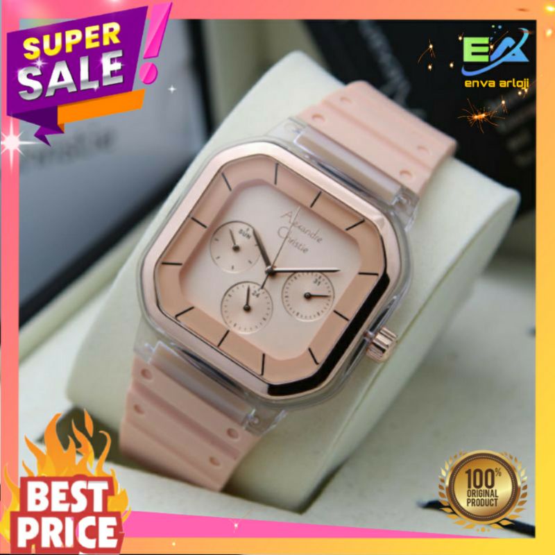 ALEXANDER CHRISTIE WANITA ORIGINAL AC 2811 TERBARU RUBBER ORI CEWEK MURAH ANALOG GARANSI 1 TAHUN NEW