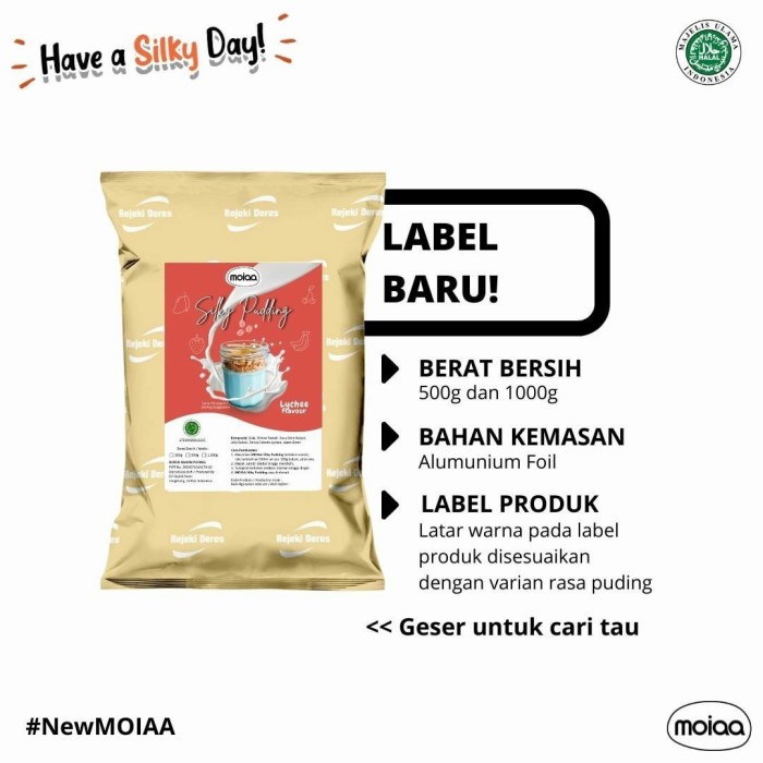 

ORIGINAL MURAH Moiaa Silky Puding | Puding Sutra | Puding Susu | 500 gram - Lychee