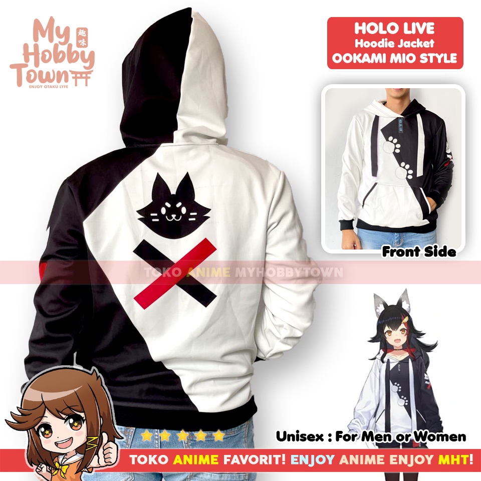 Jaket Hoodie Sweater Anime Holo Live Ookami Mio Impression Cosplay