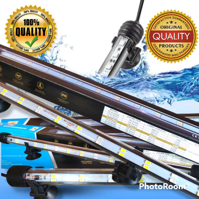 Lampu Celup Aquarium 50cm SAKKAI PRO T4-2LED50 Dobel Led Nyala Putih Biru 14watt Akuarium Aquascape