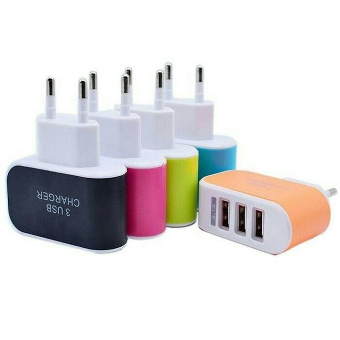 Adaptor Charger 3 Output Kepala Batok Travel Adapter Casan Port USB 3.1A Warna Colokan 3in1 Murah CHARGER MOBIL