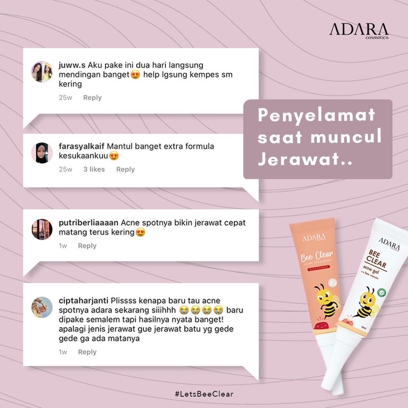 ADARA P.M.S Series Acne Spot Bee Clear Acne | Extra Formula | Serum Acne | Adara Moisturizer | Facewash Acne | Toner Acne | Acne Treatment jerawat