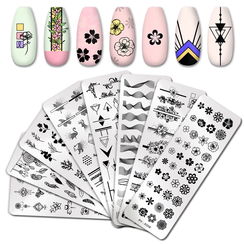 Cetakan Stempel Kuku Motif Geometri / Hewan / Buah Untuk Nail Art