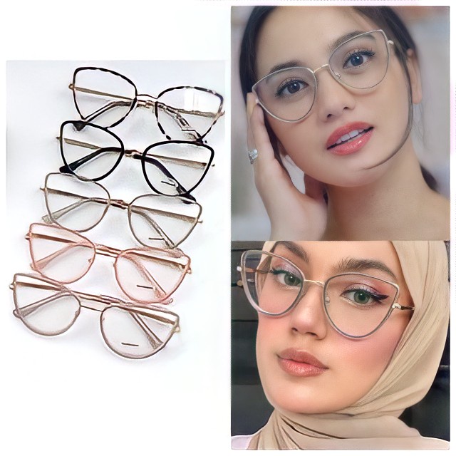 Kacamata Cat Eye Photocromic Blueray Model Korea Bisa minus Anti Radiasi