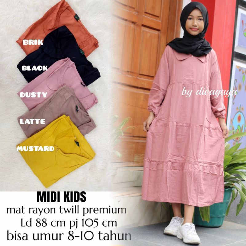 MIDI KIDS RAYON TWILL PREMIUM UMUR 8-10 TAHUN