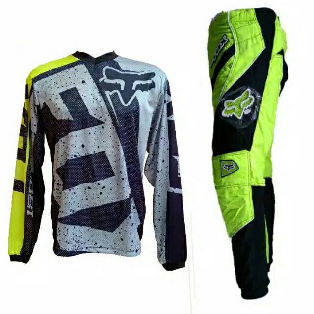Stelan baju celana jersey cross traill WARNA HIJAU-HITAM
