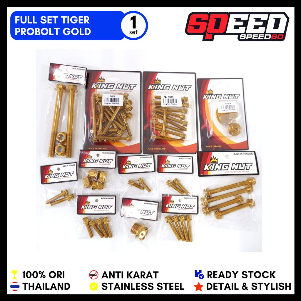 Baut Full Set Mesin Honda Tiger Paket Hemat Baut Probolt Thailand Stainless King Nut