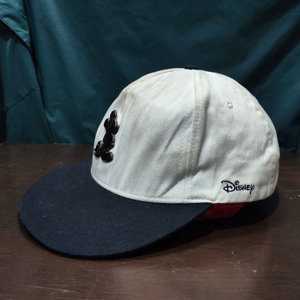 TOPI SNAPBACK MICKEY MOUSE DISNEYLAND VINTAGE EMBLEM BESI MURAH IMPORT PUTIH POLOS AUTHENTIC SOUVENI