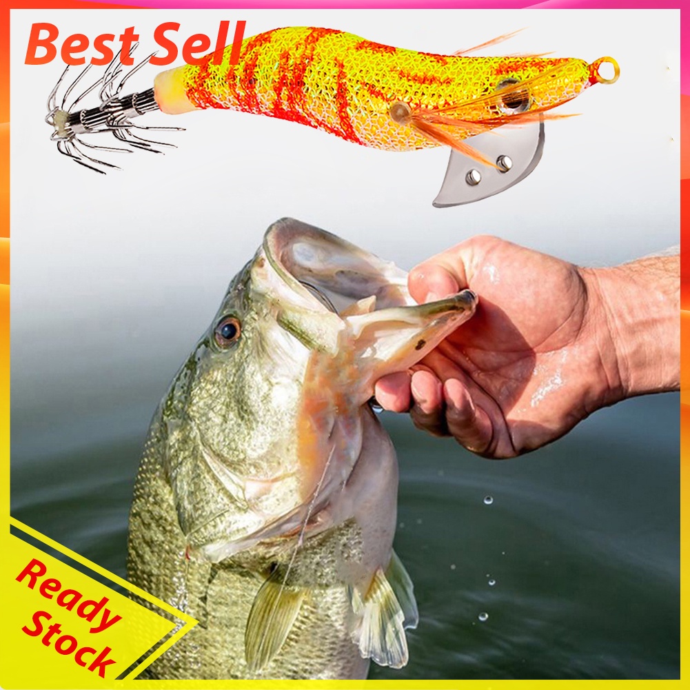 Squid Bait Wood Shrimp Jig Hook Fishing Octopus Cuttlefish Artificial Lure