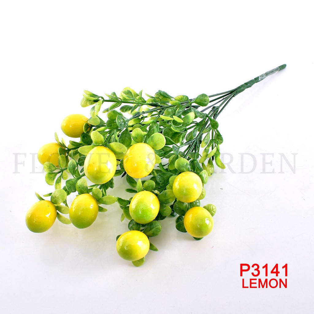 COD/TIB BUAH BUAHAN BUNGA TANGKAI PLASTIK BUNGA ARTIFISIAL BUNGA HIASAN P3141-LEMON