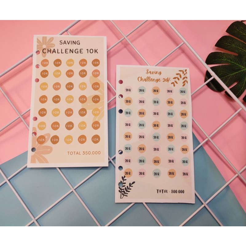

Loose Leaf Saving Challenge Binder A6 Ring 6 Kertas Isian Agenda Catatan Buku Harian Cashflow Daily Planner