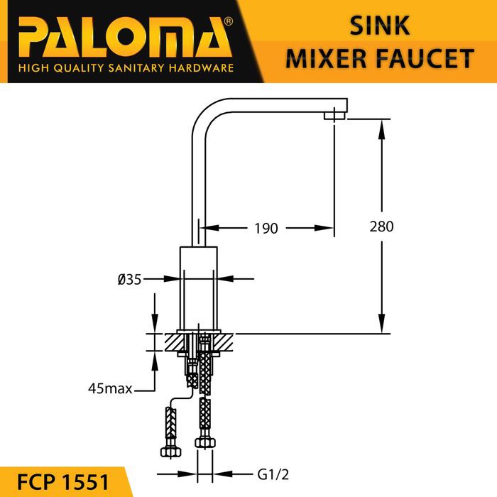 PALOMA FCP 1551 Keran Mixer Cuci Piring Dapur Panas Dingin Kran Air