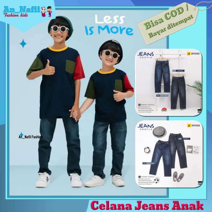 Celana Jeans  Anak Laki Laki Umur 5 - 12 Tahun Jeans Hoofla Celana Panjang Anak Laki Laki Bahan Denim Stretch Terbaru