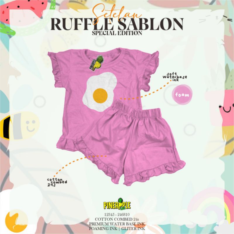 SETELAN RUFFLE SABLON PINEAPPLE