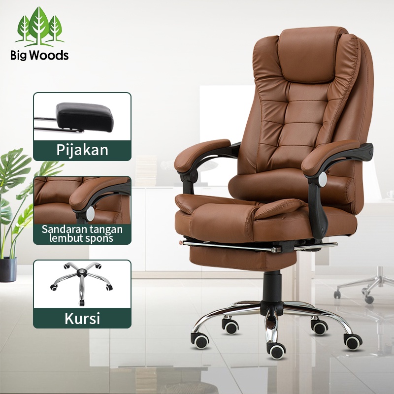Kursi Kantor /Kursi Direktur/ Kursi Gaming / kursi kerja / kursi staff/ kursi manager / Kursi Santai-Brown baja