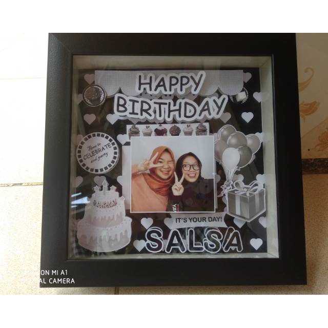 Pop up frame 3d birthday 20 x 20 cm | bingkai 3d | scrapframe | figura 3d | hadiah wisuda