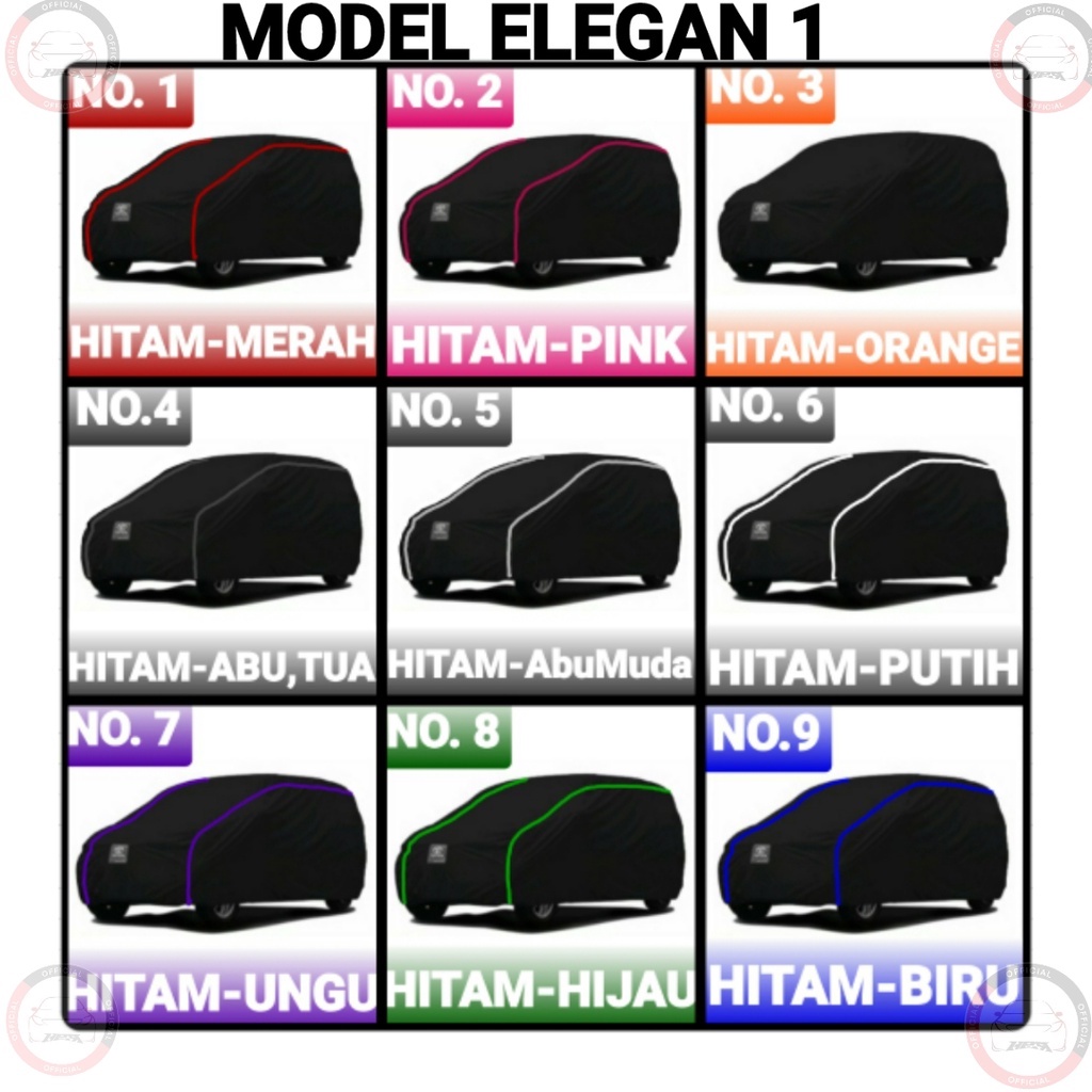 Cover Mobil Avanza Xenia Ertiga Xpander Mobilio Calya Sigra Brv Hrv Rush Terios All LIvina S,Cross Juke Outlander Vitara Eskudo Kijang Confero Esspas Carry Pic,up Taft gt fanther Luxio Grandmax Apv  dll-MODEL ELEGAN 1