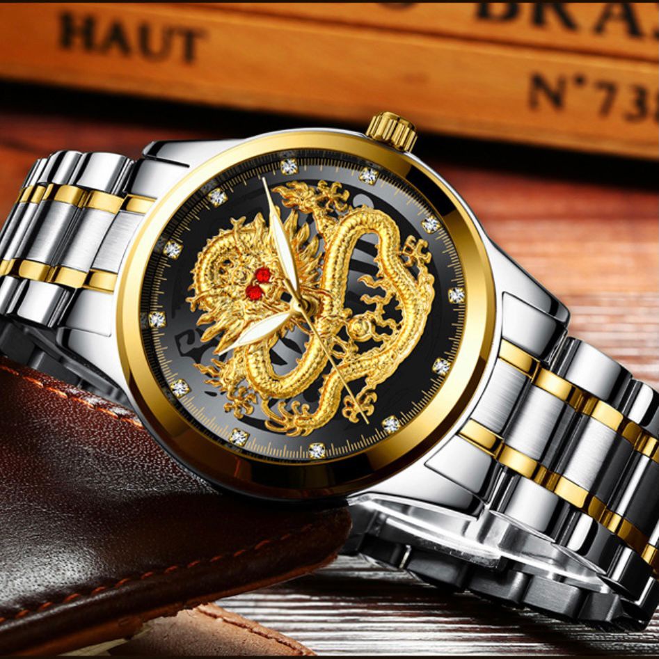 Jam Tangan Pria / Cowok / Laki Laki FNGEEN Motif Naga Mewah Elegant / Fashion Pria Jam Tangan Analog