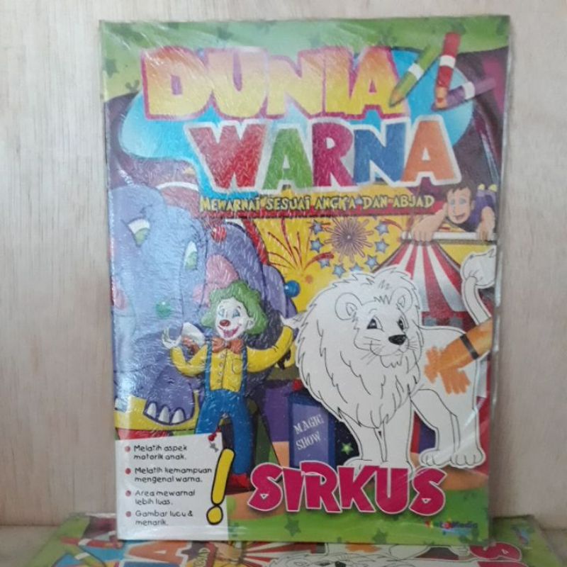 Buku Keterampilan Anak - Dunia Warna Sirkus (Mewarnai Sesuai Angka dan Abjad)
