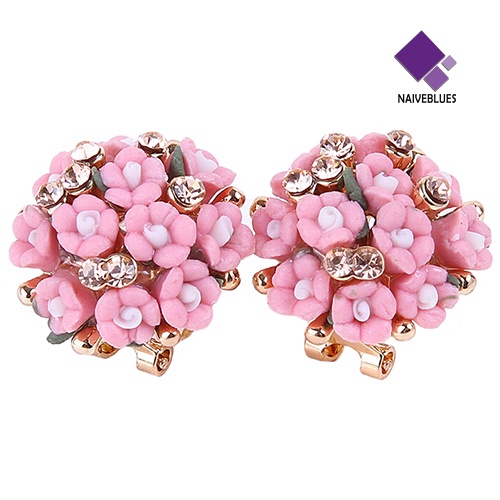 Anting Stud Klip Berlian Imitasi Dazzling Untuk Wanita