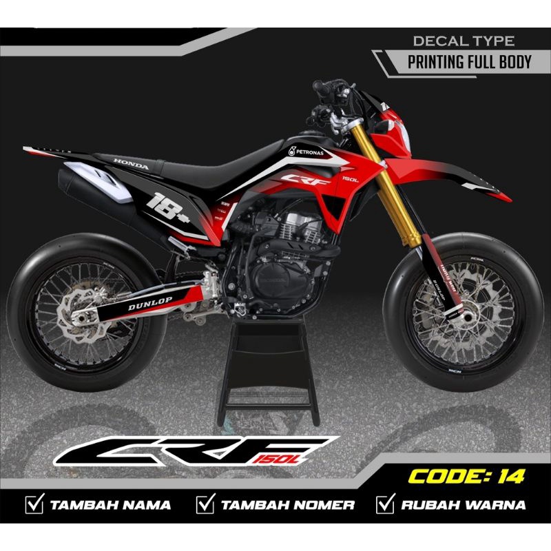 sticker stiker decal fullbody honda crf 150 L motip petronas Gradasi warna