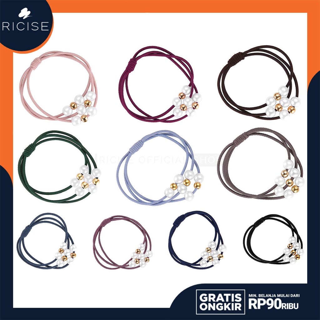RICISE - Karet Gelang Ikat Rambut Wanita Dengan Mutiara Fashion Korea