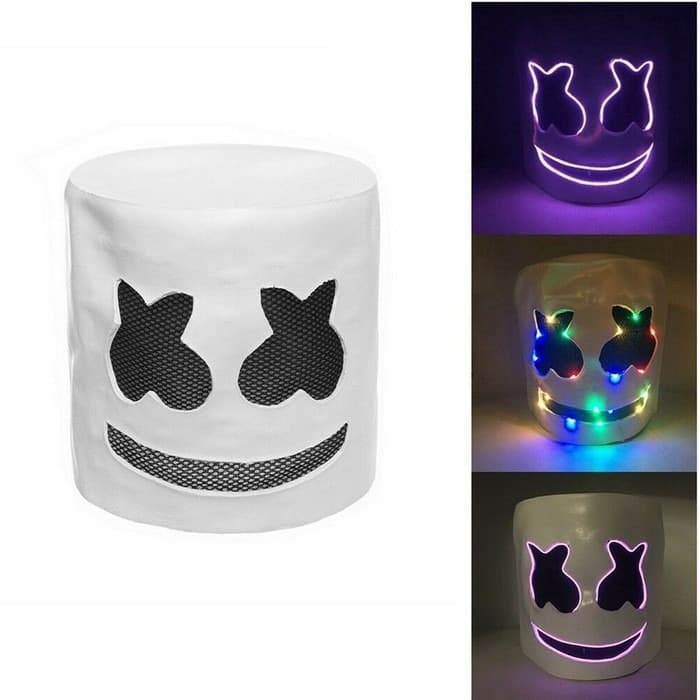 Topeng Model Marshmello dengan Lampu LED