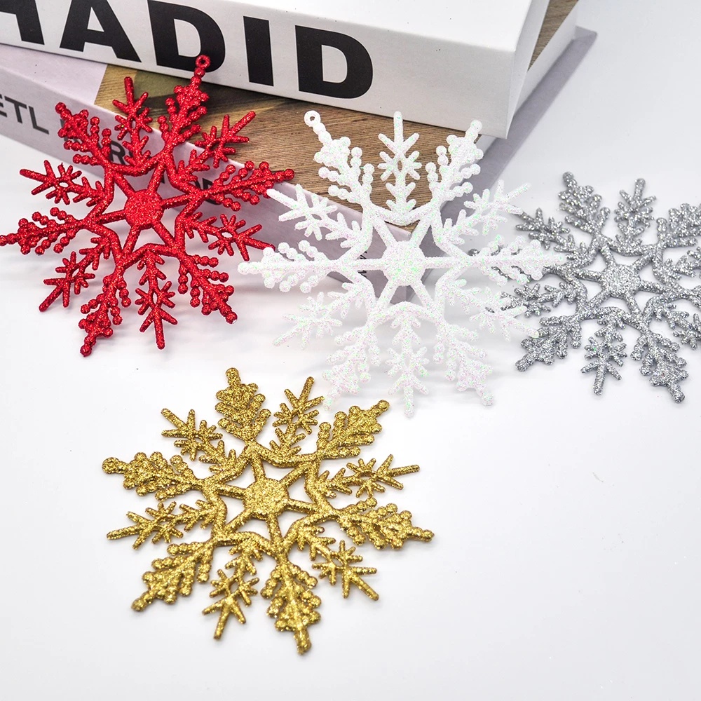 12Pcs/Set Colorful Plastic Snowflake Decoration Pendant Accessories For Xmas House Decoration