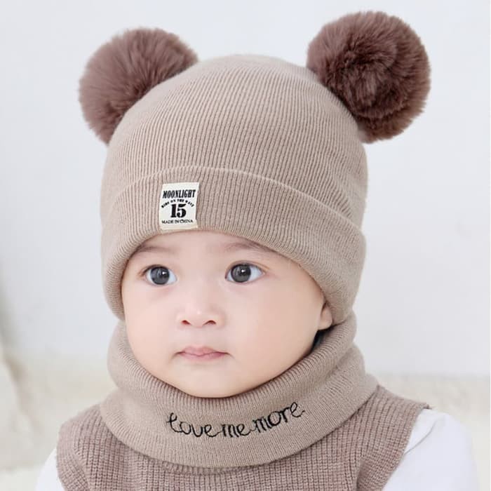 Topi Bayi Unisex / Topi Anak LOVE ME MORE / Topi Kupluk Bayi Bahan WOL Tp25