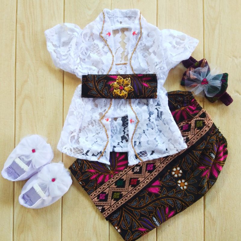 Set kebaya adat bali anak batik FREE Sepatu | kamben bali | set adat anak