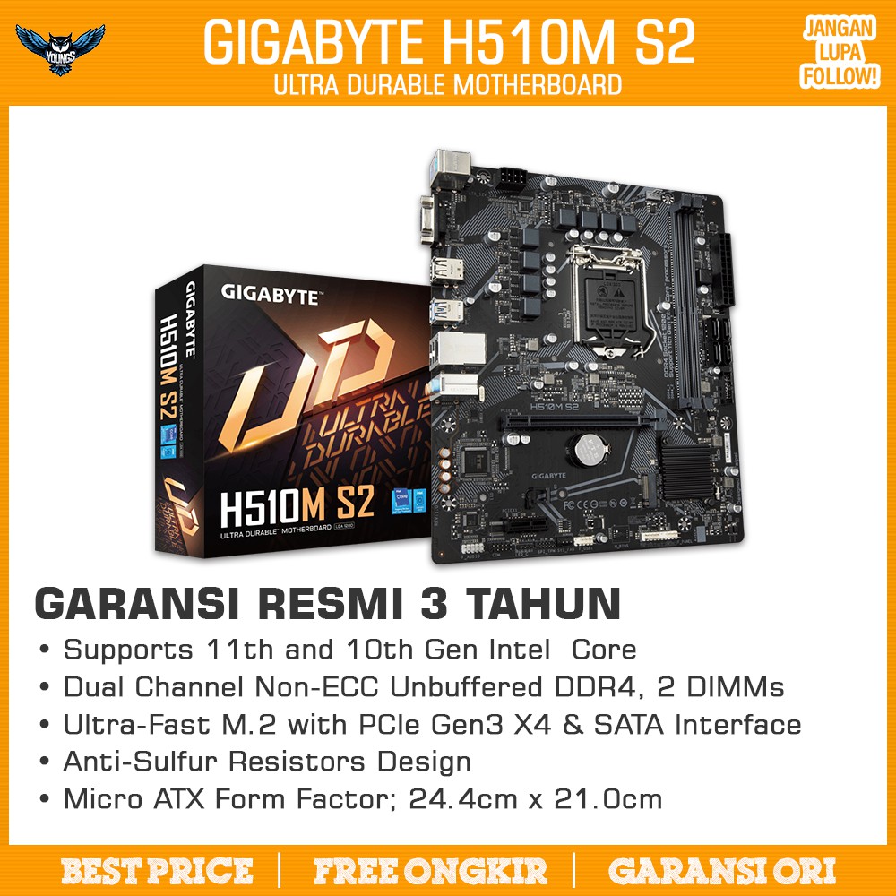 GIGABYTE H510M S2 - LGA 1200 DDR4 MOTHERBOARD MAINBOARD INTEL GEN 11