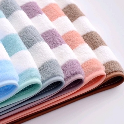Handuk Mandi Dewasa Microfiber bulu 70x140 50x100 35x75 Motif Salur Garis  Handuk Mandi Anak Bayi Lembut Super Serap Air Import Premium