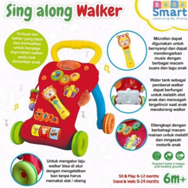 BEBE SMART SING ALONG WALKER + MICROPHONE 6M+ SNI Red / Blue / White / Pink - Activity