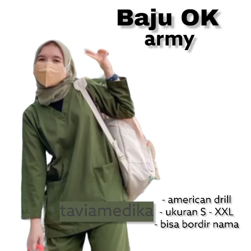 [ Tavia Medika ] baju OK warna army READY STOCK