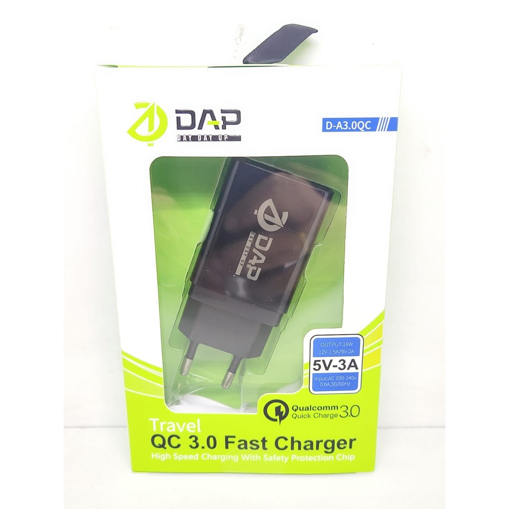 DAP D-A3.0QC Travel Fast Charger 1 Port 5V 3A 18W Include Data Cable Micro USB 1m