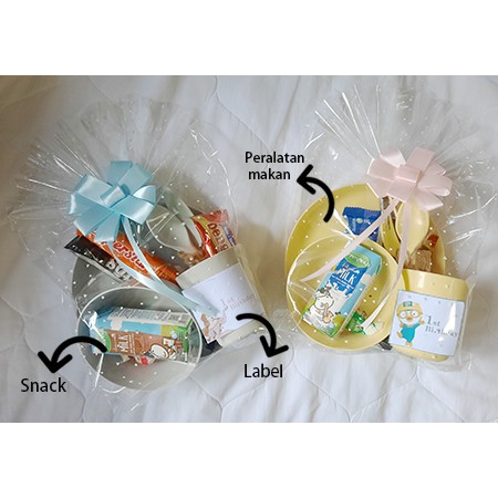 Goody Bag Peralatan Makan Anak Dengan Snack / Hamper Snack anak / Paket snack Ulang tahun anak