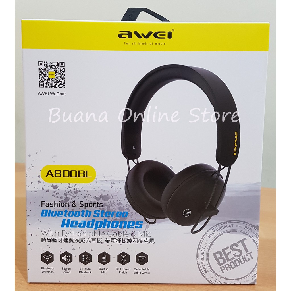 Headphones Bluetooth AWEI A800BL with MIC Stereo High Sound Quality