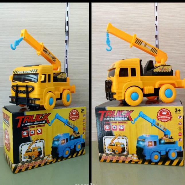 MAINAN BATERAI MOBIL TRUK CRANE BERGERAK SEGALA ARAH MUSIK LAMPU LED