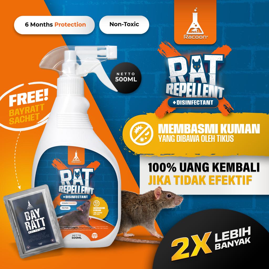 Racoon Rat Repellent Cairan Pengusir Tikus Tidak Beracun Tahan 6 Bulan 1x semprot Mouse Repellent Basmi Tikus