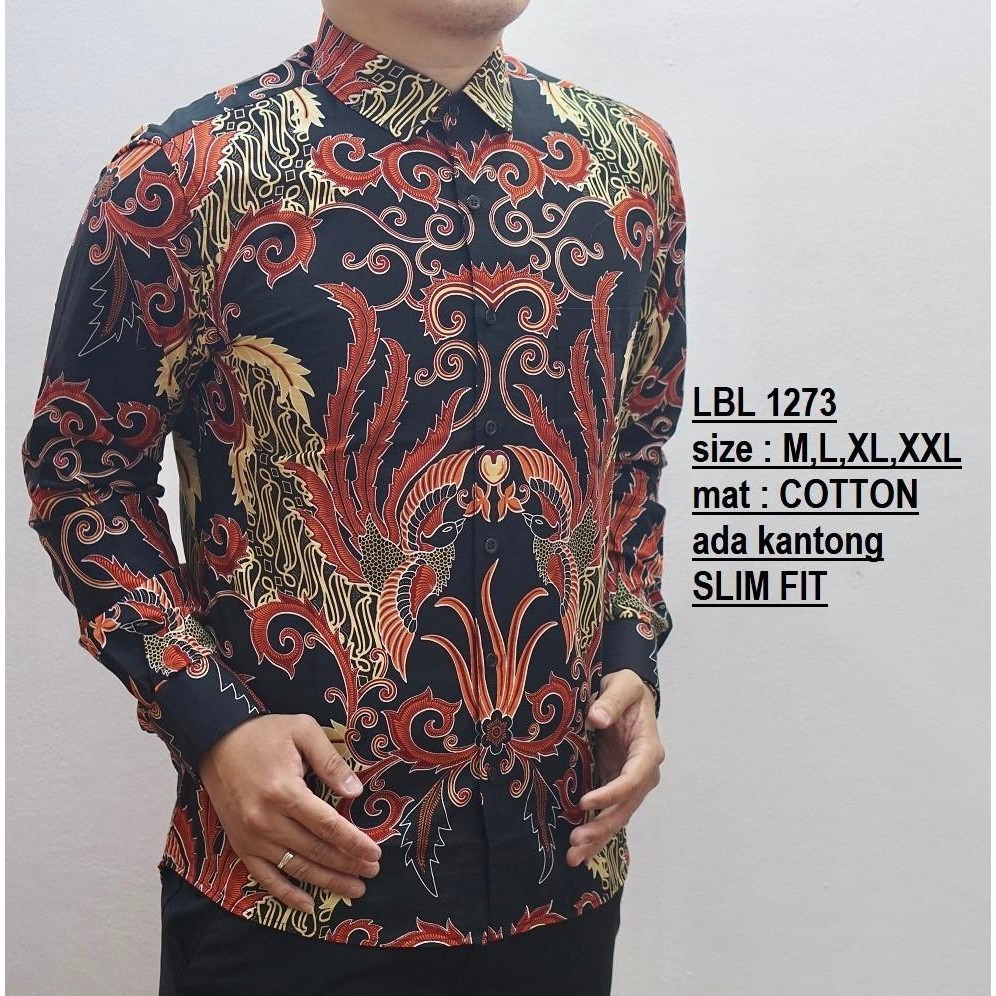 Luigi Baju Batik Pria | Kemeja Batik Slimfit | Lengan Panjang Hem Katun LBL1273