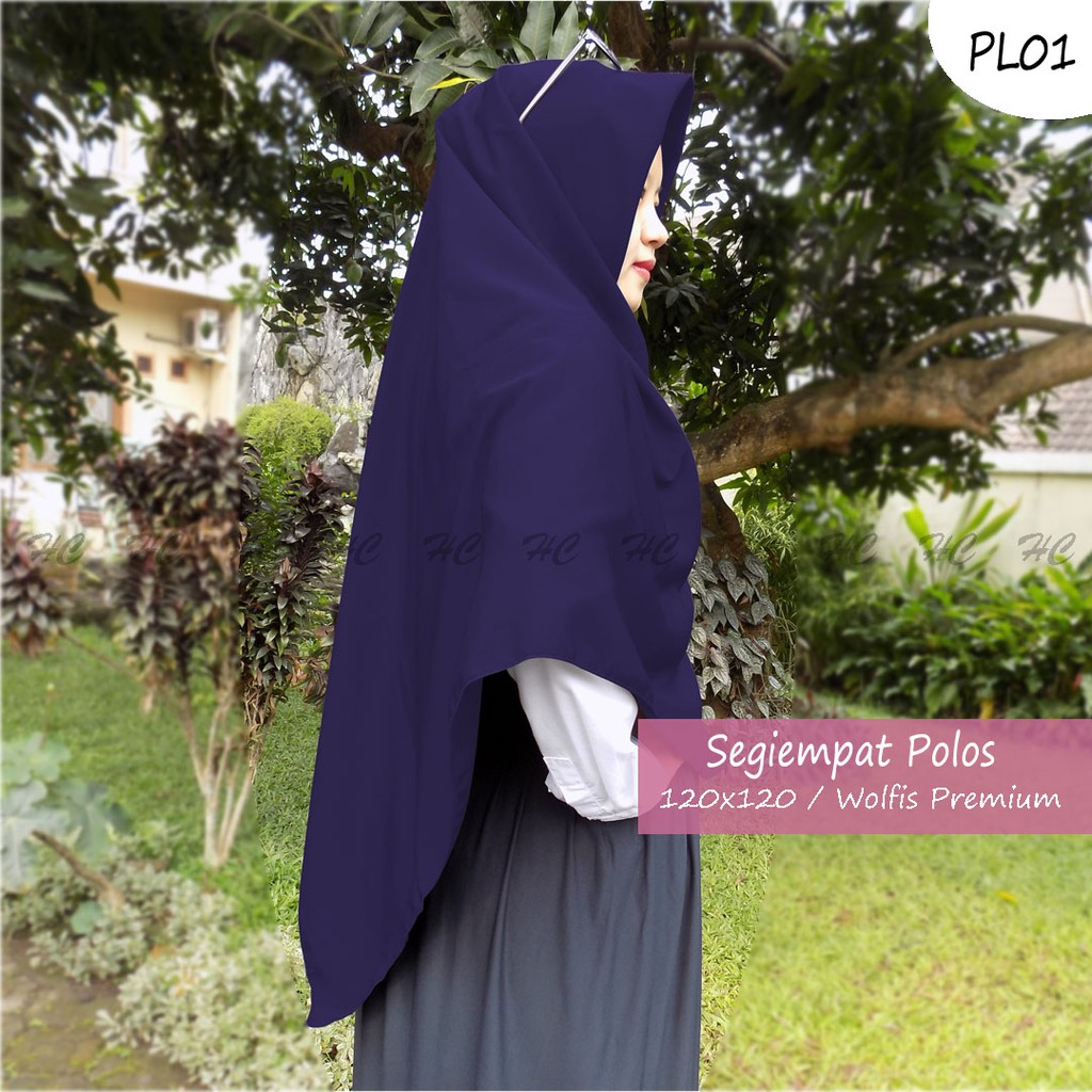 HIJAB / JILBAB SEGI EMPAT 120 X 120 POLOS SYARI WOLFIS PREMIUM ( TIDAK INSTAN )